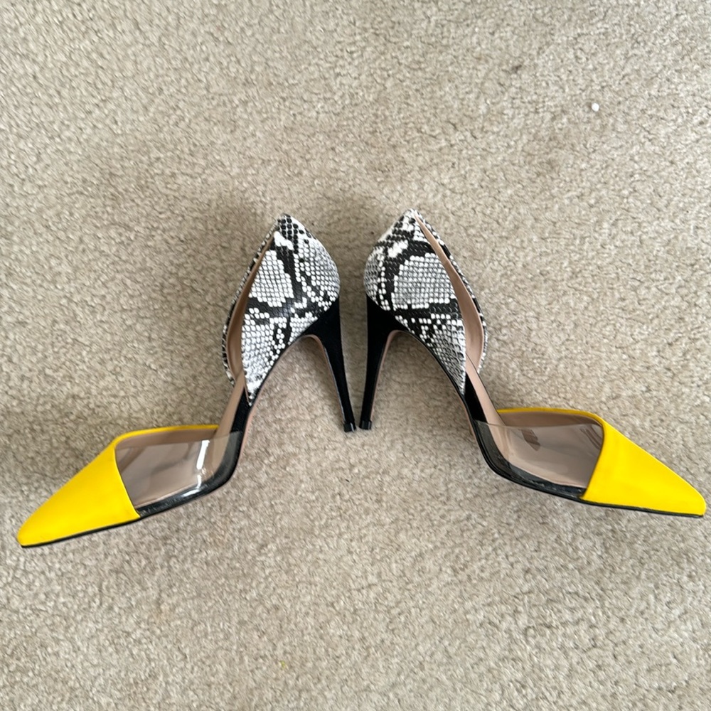 Mix No. 6 yellow suede python stiletto pumps - Picture 3 of 8
